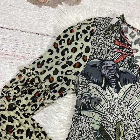 Anthropologie Bl^nk London Elephant Safari Sibley V Neck Blouse - Picture 6 of 11